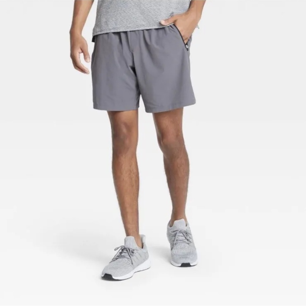 Stretch woven men short with pocket color gray NWT